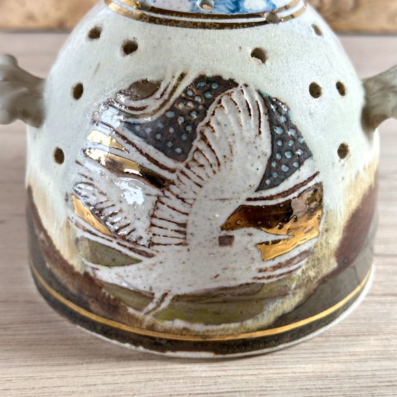 Unique Ceramic White Clay Tea-light Candle Holder Artisan Pottery Signed 4" H - Picture 5 of 15
